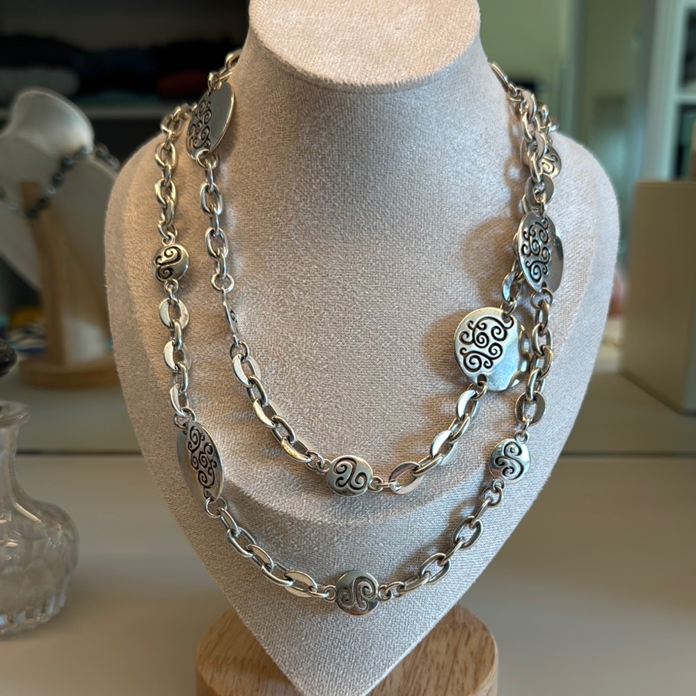 Brighton Silver Chain Necklace with matching earrings
